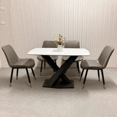 Bàn ăn 1m2 4 ghế Loft Trám ghi đậm BA64