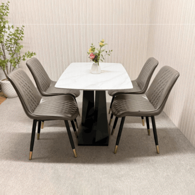 Bàn ăn 1m2 4 ghế Loft Trám ghi đậm BA64