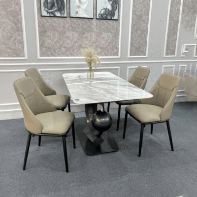 Bàn ăn 1m4 mặt đá Ceramic 4 ghế PIGO BA67
