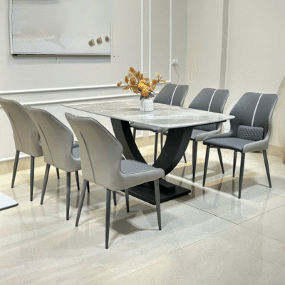 Bàn ăn chân U 1m6 6 ghế Veno BA143
