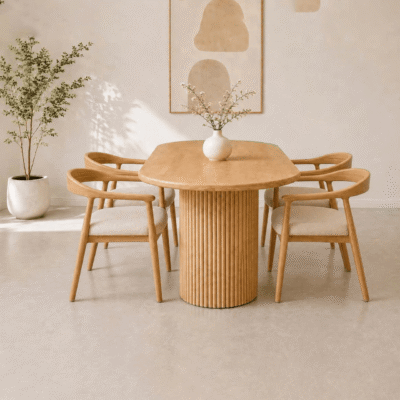 Bàn ăn gỗ tần bì 1m4 4 ghế Neva BA107