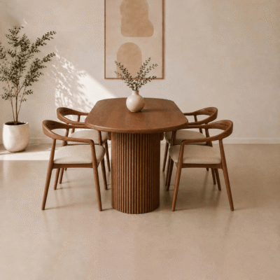 Bàn ăn gỗ tần bì 1m4 4 ghế Neva BA107