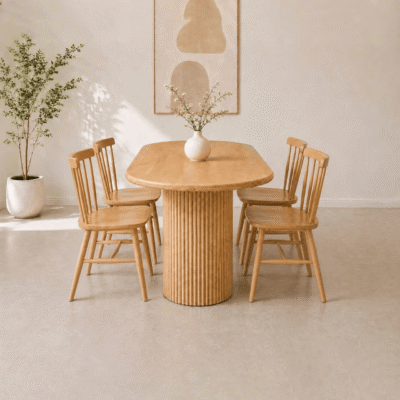 Bàn ăn gỗ tần bì 4 ghế 7 nan BA106