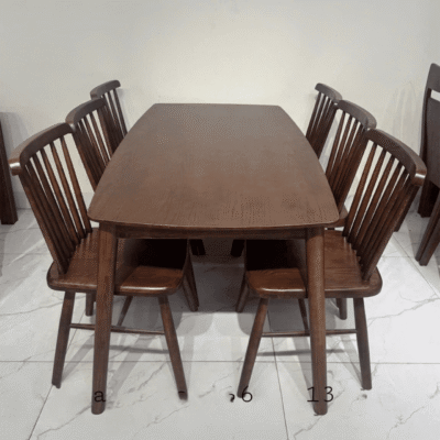 Bàn ăn gỗ tần bì 6 ghế 7 nan BA18