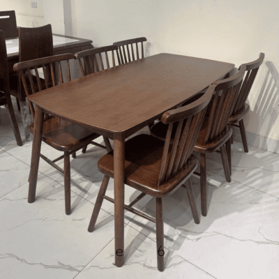 Bàn ăn gỗ tần bì 6 ghế 7 nan BA18
