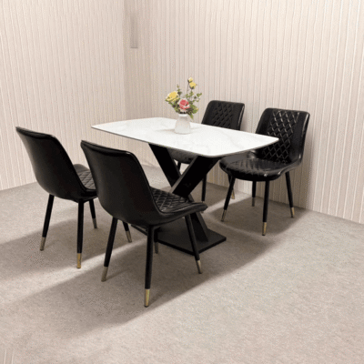 Bàn ăn nhập khẩu 4 ghế Loft Trám màu đen BA63