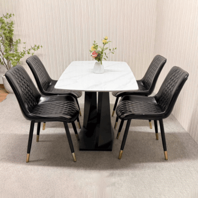 Bàn ăn nhập khẩu 4 ghế Loft Trám màu đen BA63