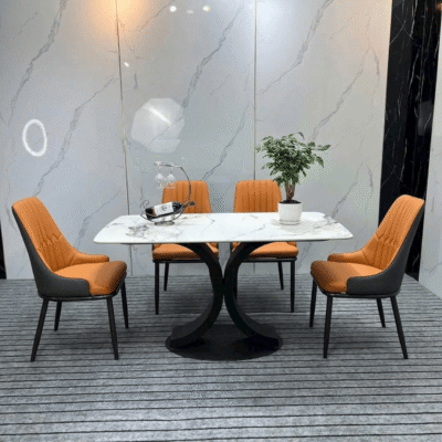 Bàn ăn nhập khẩu 4 ghế Monet cao cấp màu cam BA59
