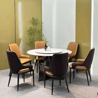 Bàn ăn tròn nhập khẩu 6 ghế cao cấp BA114