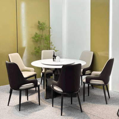 Bàn ăn tròn nhập khẩu 6 ghế cao cấp BA114
