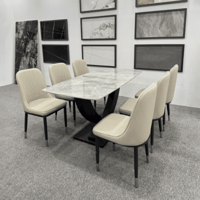 Bộ bàn ăn chân U 1m6 + 6 ghế Monet BA95