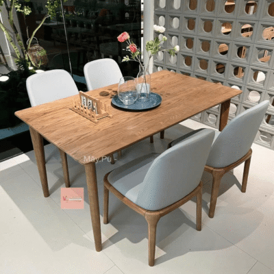 bàn ăn gỗ sồi 1m4 + 4 ghế Grace BA50