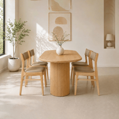 Bộ bàn ăn gỗ tần bì 4 ghế Bella BA105