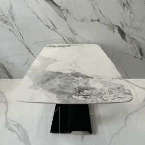 Bộ bàn ăn mặt đá ceramic 6 ghế màu kem