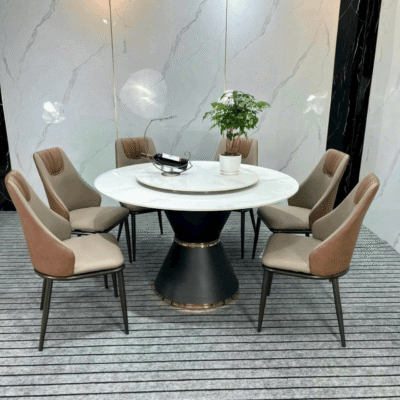 Bộ bàn ăn tròn nhập khẩu 6 ghế Spot BA98