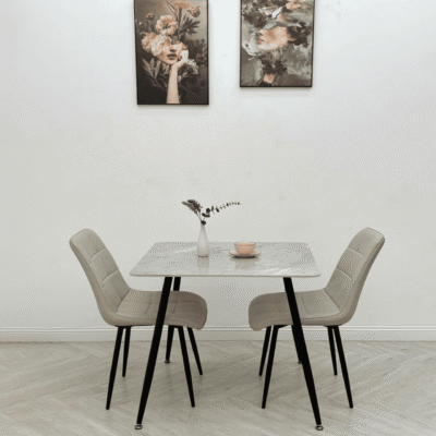 Bàn ăn vuông 70x70 + 2 ghế Karo BA30