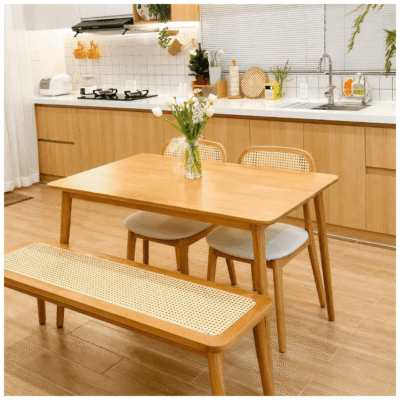 Bàn ăn 1m2 2 ghế tựa mây + 1 ghế băng BA36