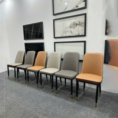 Bàn ăn chân U cong 1m6 + 6 ghế Monet màu ghi nhạt BA124