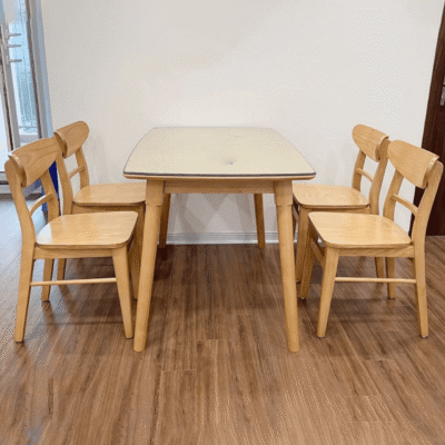 Bộ bàn ăn gỗ cao su 4 ghế Mango BA32