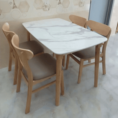 Bộ bàn ăn Mango 4 ghế màu tự nhiên BA27