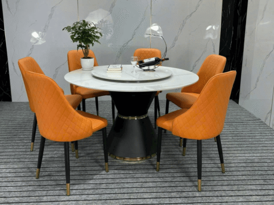 Bàn ăn tròn 1m3 6 ghế Sheraton cao cấp BA90