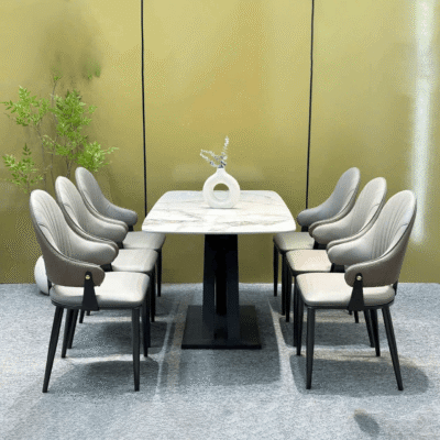 Bàn ăn chân X cong 6 ghế Luna BA169