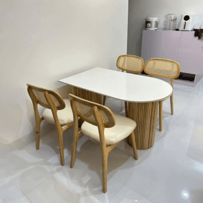 Bàn ăn mặt đá 4 ghế gỗ tần bì BA183
