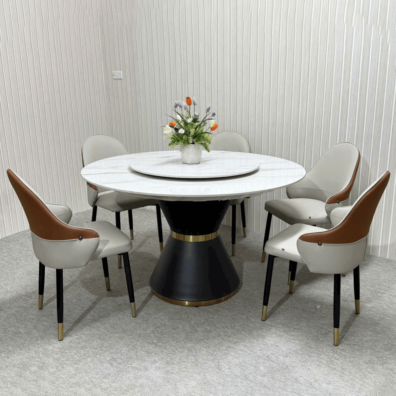 Bàn ăn tròn D135 6 ghế Jolie BA216