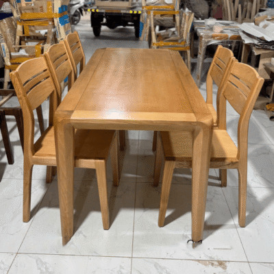 Bàn ăn gỗ tần bì 6 ghế màu tự nhiên BA166