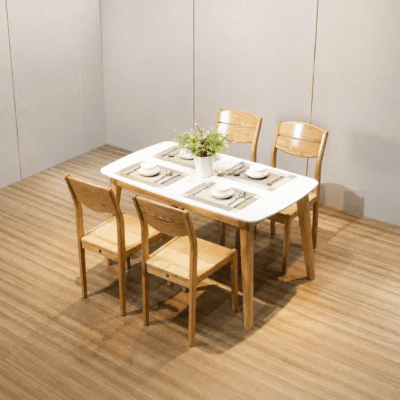 Bàn ăn mặt đá 4 ghế gỗ tần bì BA179