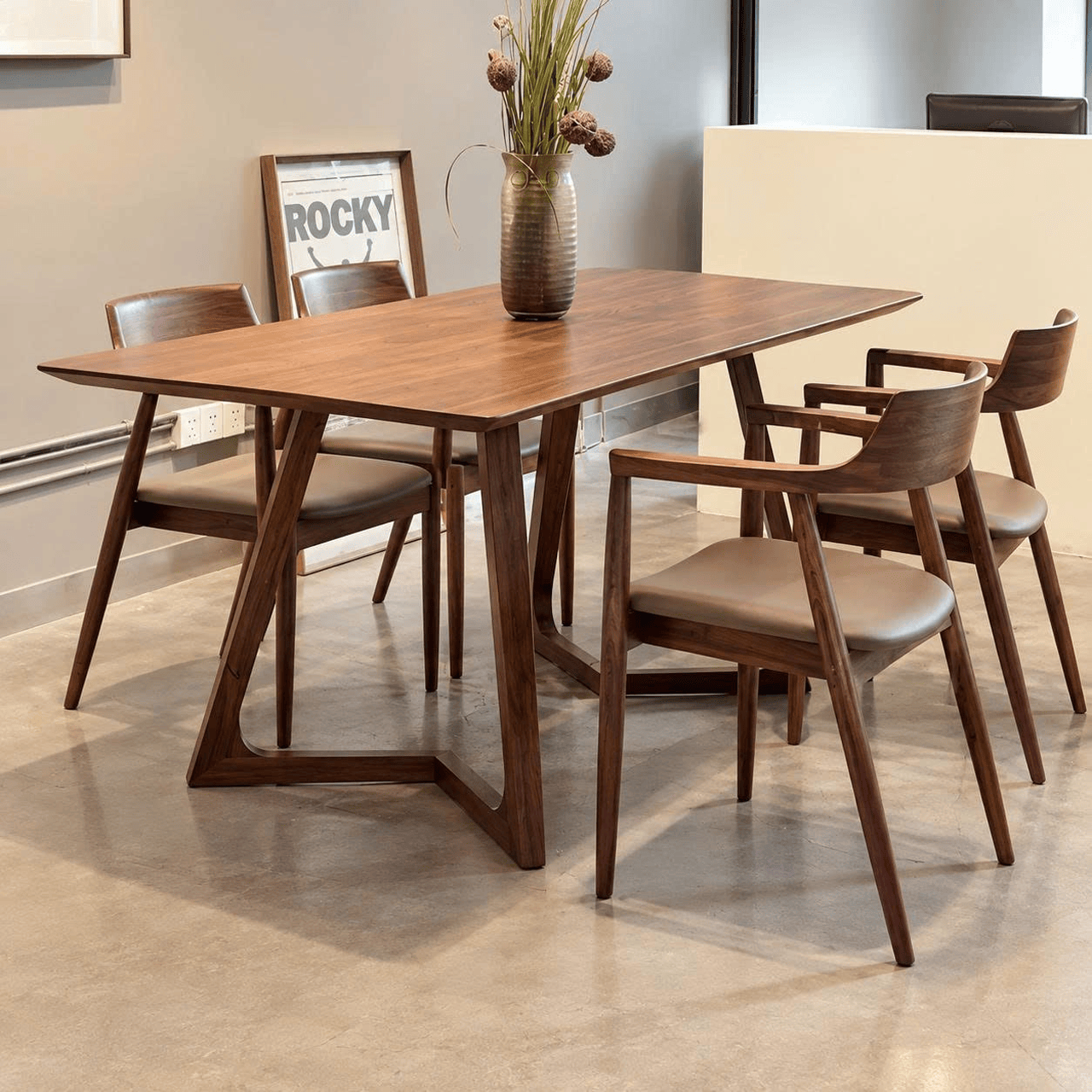 Bàn ăn chân M 4 ghế Hiroshima BA211