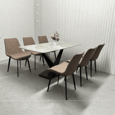 Bàn ăn chân X 6 ghế Nelson BA181