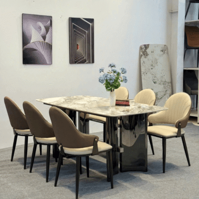 Bàn ăn nhập khẩu 1m6 6 ghế Merci BA160