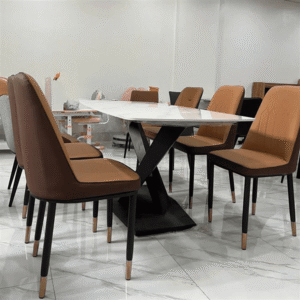 Bàn ăn chân chữ X + 6 ghế Monet BA20