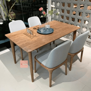 bàn ăn gỗ sồi 1m4 + 4 ghế Grace BA50