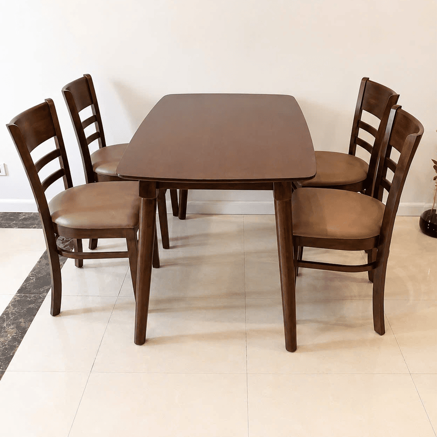 bàn ăn cao su 1m2 + 4 ghế cabin ba54A