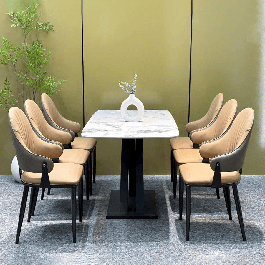Bàn Ăn Chân X Cong 6 Ghế Luna BA169a