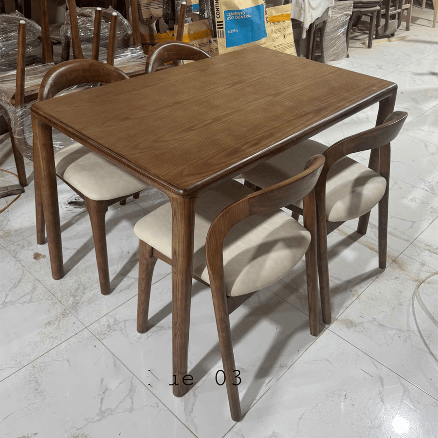 Bộ bàn ăn gỗ tần bì 4 ghế Neva BA167