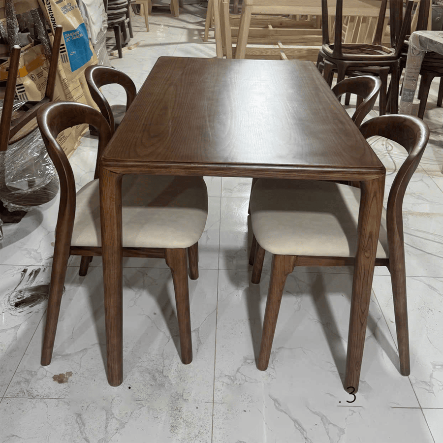 Bộ bàn ăn gỗ tần bì 4 ghế Neva BA167a